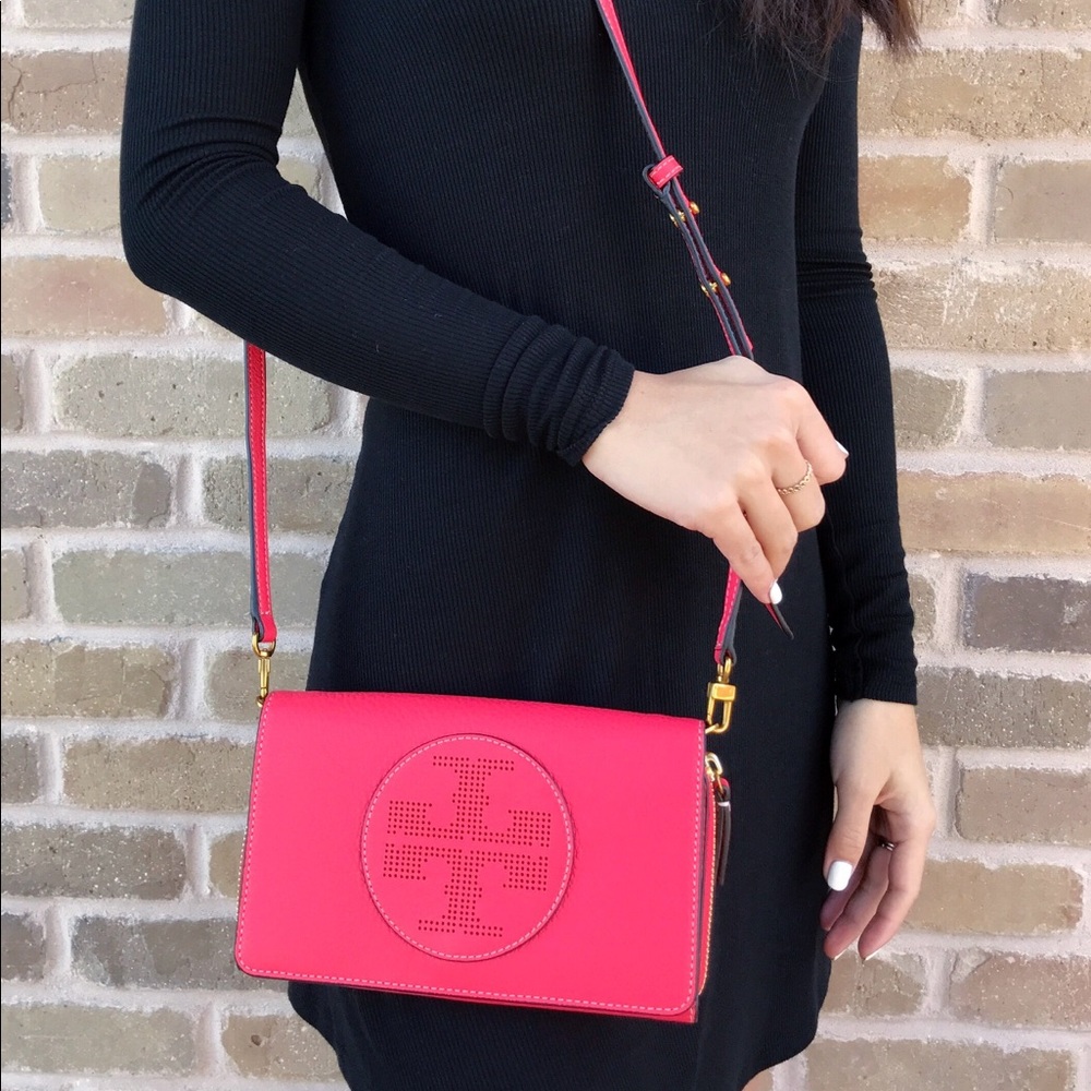 NWOT Tory Burch Perforated Logo Crossbody RedGinger